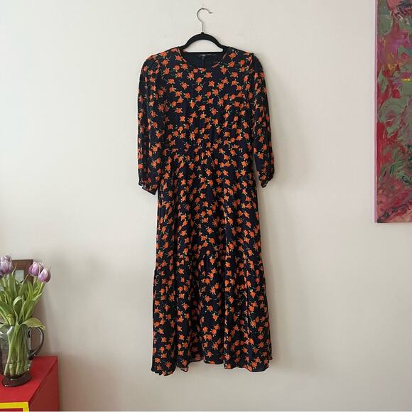 J. Crew Flowy Tiered Midi Dress in Poppy Fields Floral Print - Picture 2 of 7